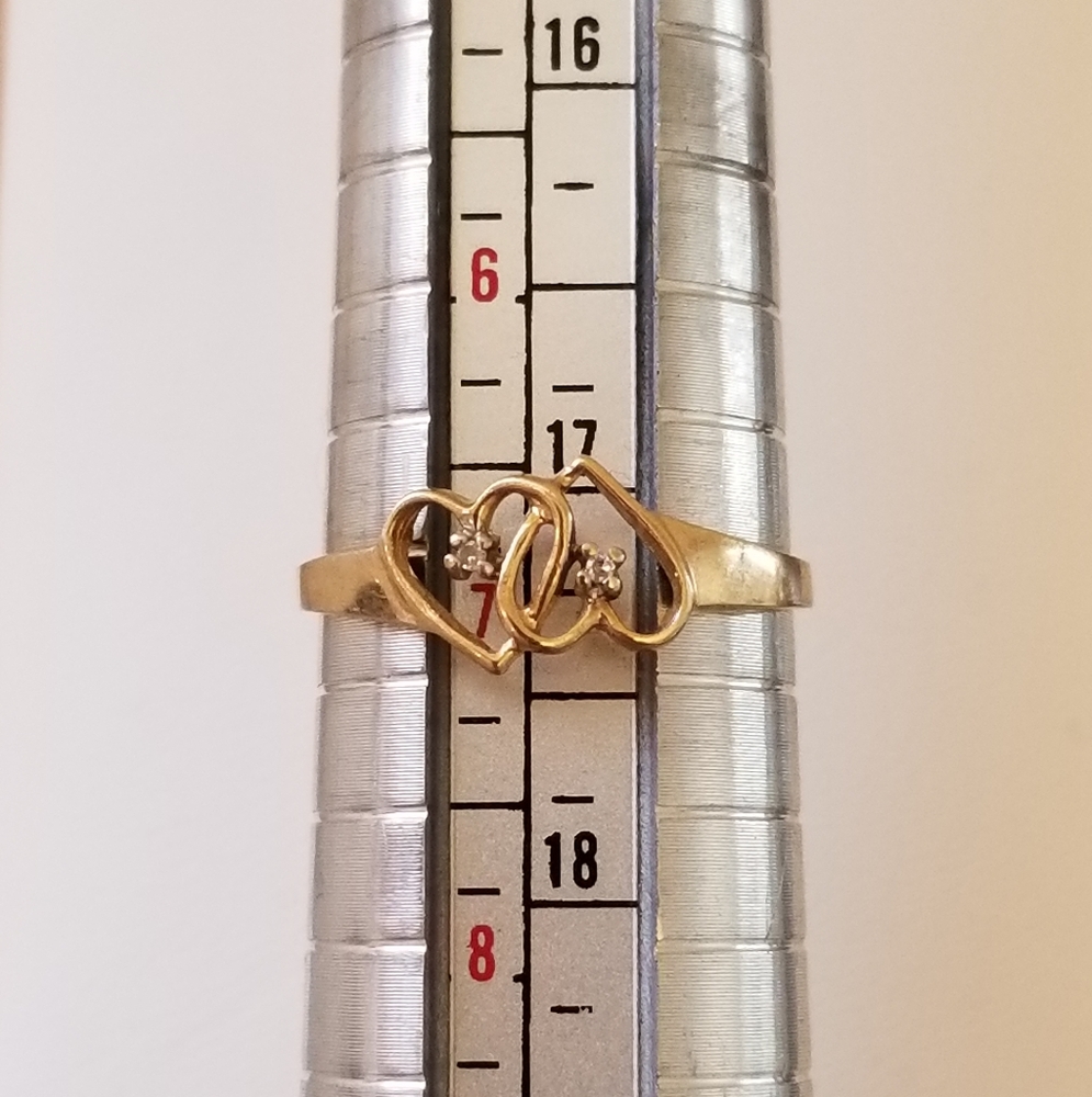 10K Gold Double Heart Ring - Picture 3 of 9